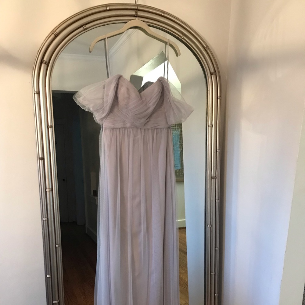 Light blue/grey Amsale chiffon gown